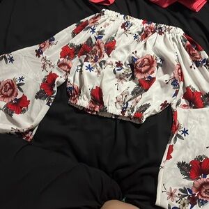 Off the shoulder scrunch crop top